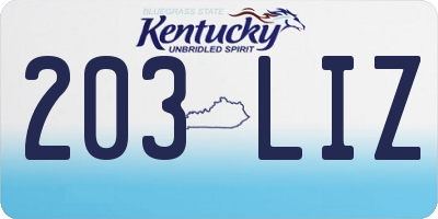 KY license plate 203LIZ