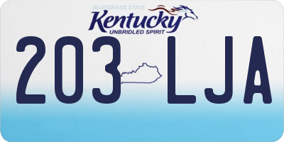 KY license plate 203LJA