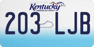 KY license plate 203LJB
