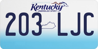 KY license plate 203LJC
