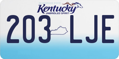 KY license plate 203LJE