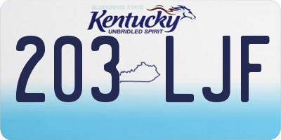 KY license plate 203LJF
