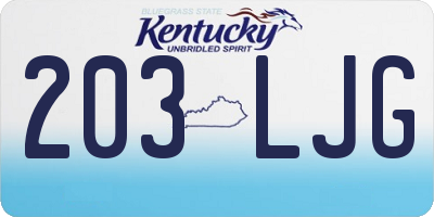 KY license plate 203LJG
