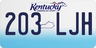 KY license plate 203LJH