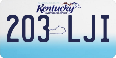 KY license plate 203LJI