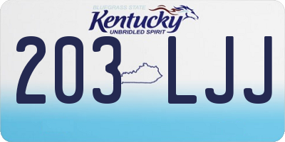 KY license plate 203LJJ