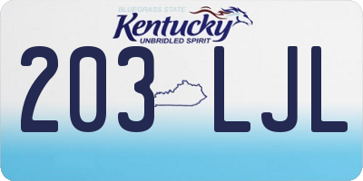 KY license plate 203LJL