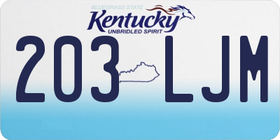 KY license plate 203LJM