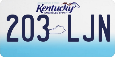 KY license plate 203LJN