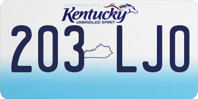 KY license plate 203LJO