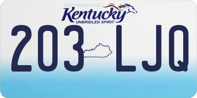KY license plate 203LJQ