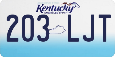 KY license plate 203LJT