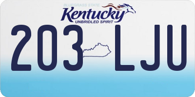 KY license plate 203LJU
