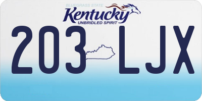 KY license plate 203LJX