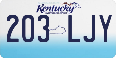 KY license plate 203LJY
