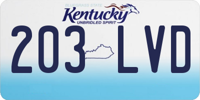 KY license plate 203LVD
