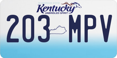 KY license plate 203MPV