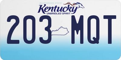 KY license plate 203MQT