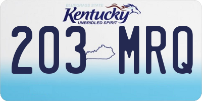 KY license plate 203MRQ