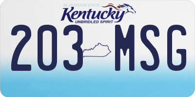 KY license plate 203MSG