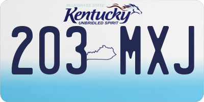 KY license plate 203MXJ