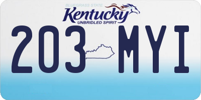 KY license plate 203MYI