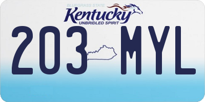 KY license plate 203MYL