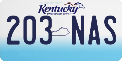KY license plate 203NAS