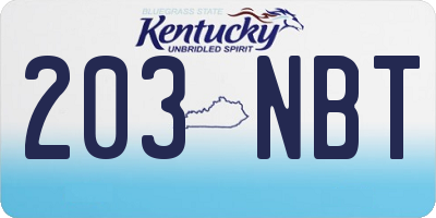KY license plate 203NBT