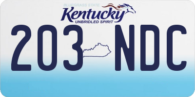 KY license plate 203NDC