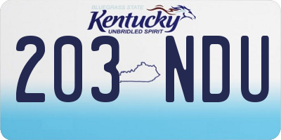 KY license plate 203NDU