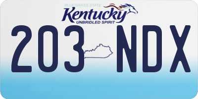 KY license plate 203NDX