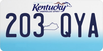 KY license plate 203QYA