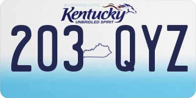 KY license plate 203QYZ