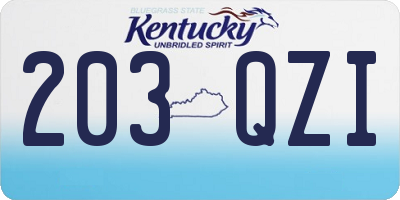 KY license plate 203QZI