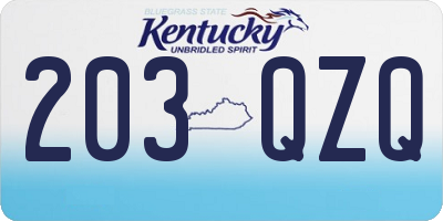 KY license plate 203QZQ