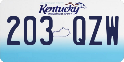 KY license plate 203QZW