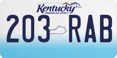KY license plate 203RAB