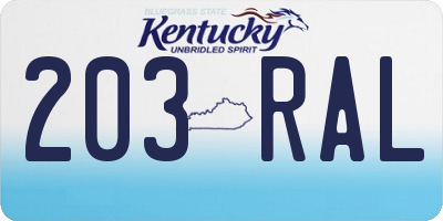 KY license plate 203RAL