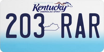 KY license plate 203RAR