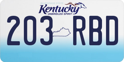 KY license plate 203RBD