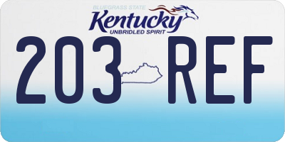 KY license plate 203REF