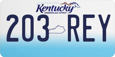 KY license plate 203REY