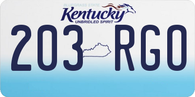 KY license plate 203RGO