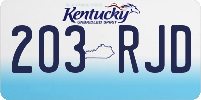 KY license plate 203RJD