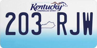 KY license plate 203RJW