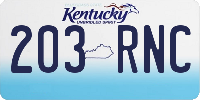 KY license plate 203RNC