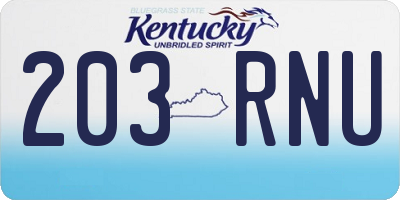 KY license plate 203RNU