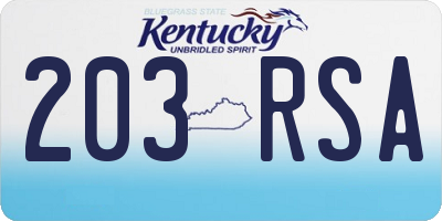 KY license plate 203RSA
