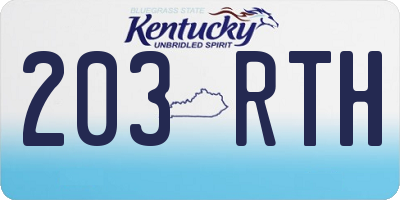 KY license plate 203RTH